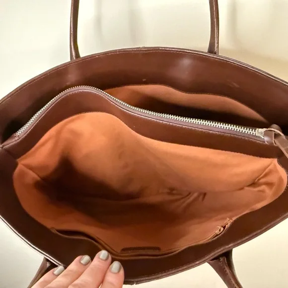 Vintage Cristian Brown Leather Double Handle Tote Bag Italy - Picture 5 of 8